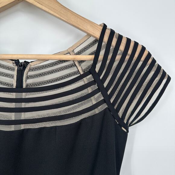 Lela Rose Silk Blend Sheath Dress Mesh Illusion Formal Cocktail Mini Knee Length - Picture 4 of 11